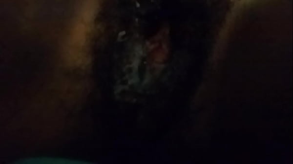 Playing with creamy hairy pussy